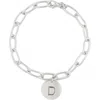 Meshmerise Initial Disc Charm Bracelet In White-d