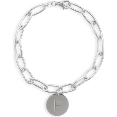 Meshmerise Initial Disc Charm Bracelet In White-f