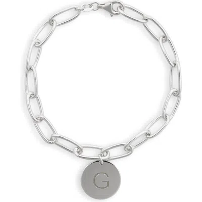 Meshmerise Initial Disc Charm Bracelet In White-g
