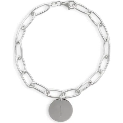 Meshmerise Initial Disc Charm Bracelet In White-i