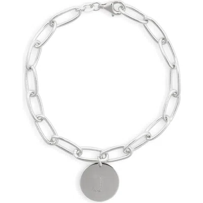 Meshmerise Initial Disc Charm Bracelet In White-j