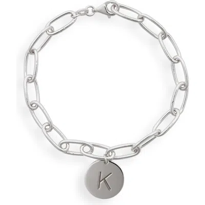 Meshmerise Initial Disc Charm Bracelet In White-k