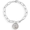 Meshmerise Initial Disc Charm Bracelet In White-l