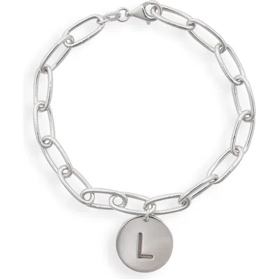 Meshmerise Initial Disc Charm Bracelet In White-l