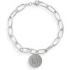 Meshmerise Initial Disc Charm Bracelet In White-m