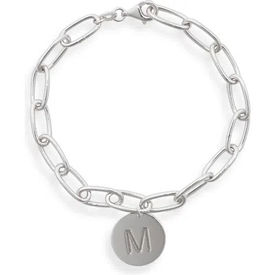 Meshmerise Initial Disc Charm Bracelet In White-m