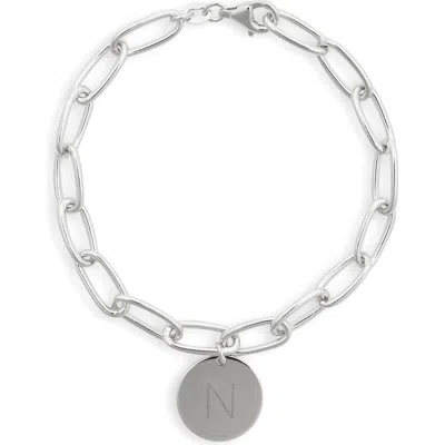 Meshmerise Initial Disc Charm Bracelet In White-n