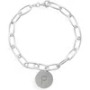 Meshmerise Initial Disc Charm Bracelet In White-p