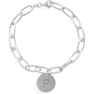 Meshmerise Initial Disc Charm Bracelet In White-p