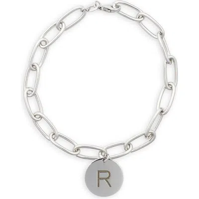 Meshmerise Initial Disc Charm Bracelet In White-r