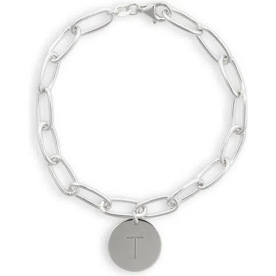 Meshmerise Initial Disc Charm Bracelet In White-t