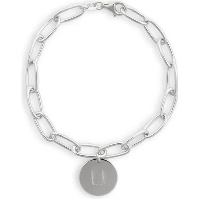 Meshmerise Initial Disc Charm Bracelet In White-u