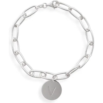 Meshmerise Initial Disc Charm Bracelet In White-v