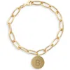 Meshmerise Initial Disc Charm Bracelet In Yellow-b