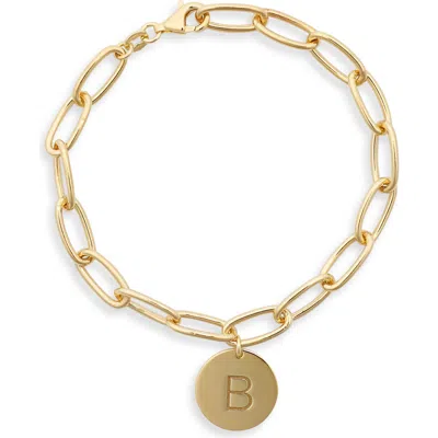 Meshmerise Initial Disc Charm Bracelet In Yellow-b