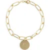 Meshmerise Initial Disc Charm Bracelet In Yellow-c