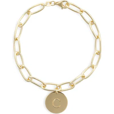 Meshmerise Initial Disc Charm Bracelet In Yellow-c