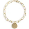 Meshmerise Initial Disc Charm Bracelet In Yellow-e