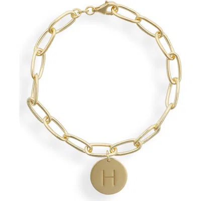 Meshmerise Initial Disc Charm Bracelet In Yellow-h