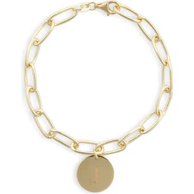 Meshmerise Initial Disc Charm Bracelet In Yellow-j