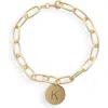 Meshmerise Initial Disc Charm Bracelet In Yellow-k