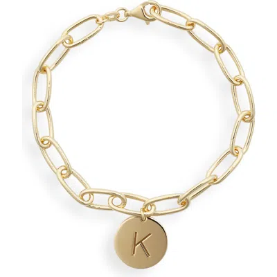 Meshmerise Initial Disc Charm Bracelet In Yellow-k