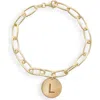 Meshmerise Initial Disc Charm Bracelet In Yellow-l