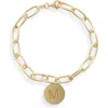Meshmerise Initial Disc Charm Bracelet In Yellow-m