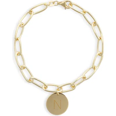 Meshmerise Initial Disc Charm Bracelet In Yellow-n