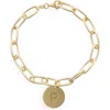 Meshmerise Initial Disc Charm Bracelet In Yellow-p