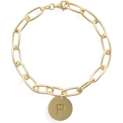 Meshmerise Initial Disc Charm Bracelet In Yellow-p