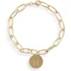 Meshmerise Initial Disc Charm Bracelet In Yellow-r