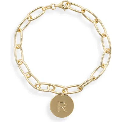 Meshmerise Initial Disc Charm Bracelet In Yellow-r