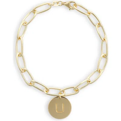 Meshmerise Initial Disc Charm Bracelet In Yellow-u