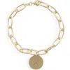Meshmerise Initial Disc Charm Bracelet In Yellow-x