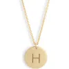 Meshmerise Initial Disc Pendant Necklace In Gold