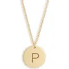 Meshmerise Initial Disc Pendant Necklace In Gold