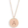 Meshmerise Initial Disc Pendant Necklace In Rose-a