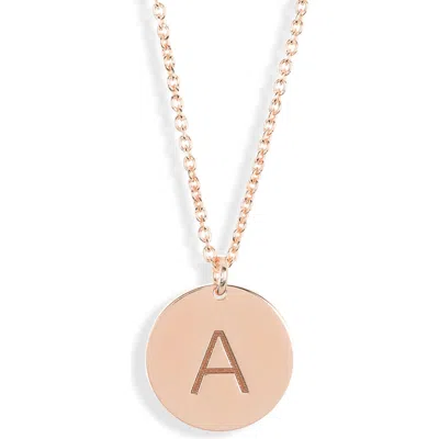 Meshmerise Initial Disc Pendant Necklace In Rose-a