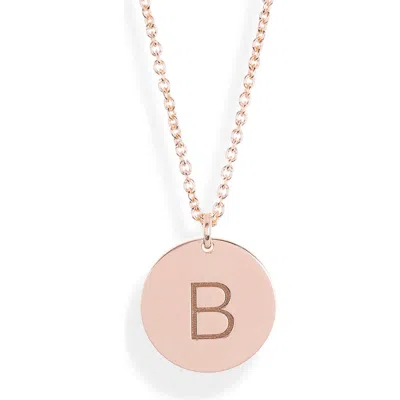 Meshmerise Initial Disc Pendant Necklace In Rose-b
