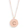 Meshmerise Initial Disc Pendant Necklace In Rose-c