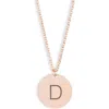 Meshmerise Initial Disc Pendant Necklace In Rose-d