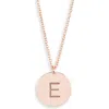 Meshmerise Initial Disc Pendant Necklace In Rose-e