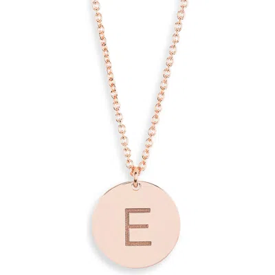 Meshmerise Initial Disc Pendant Necklace In Rose-e
