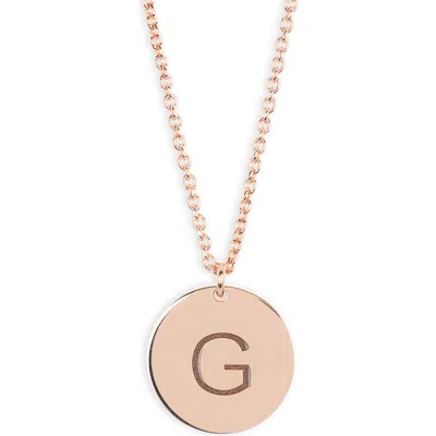 Meshmerise Initial Disc Pendant Necklace In Rose-g