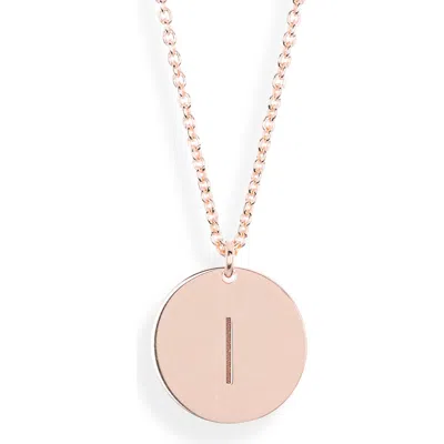 Meshmerise Initial Disc Pendant Necklace In Rose-i