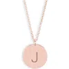 Meshmerise Initial Disc Pendant Necklace In Rose-j