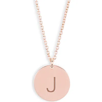 Meshmerise Initial Disc Pendant Necklace In Rose-j