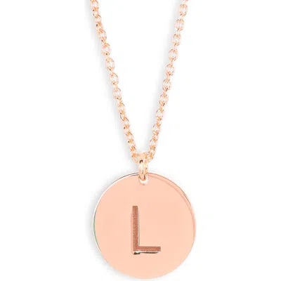 Meshmerise Initial Disc Pendant Necklace In Rose-l
