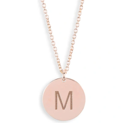 Meshmerise Initial Disc Pendant Necklace In Rose-m